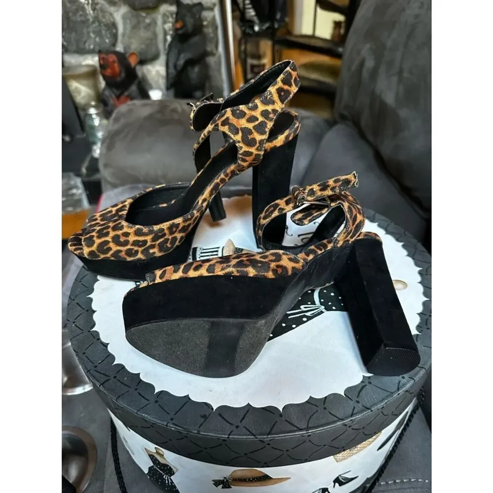 Mossimo Supply Co. Leopard Print Platform Block Heel Sandal - Black and Brown